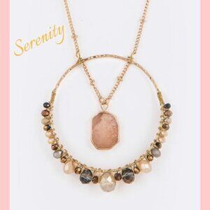 Crystals Amber on 30” Beaded Gold Chain